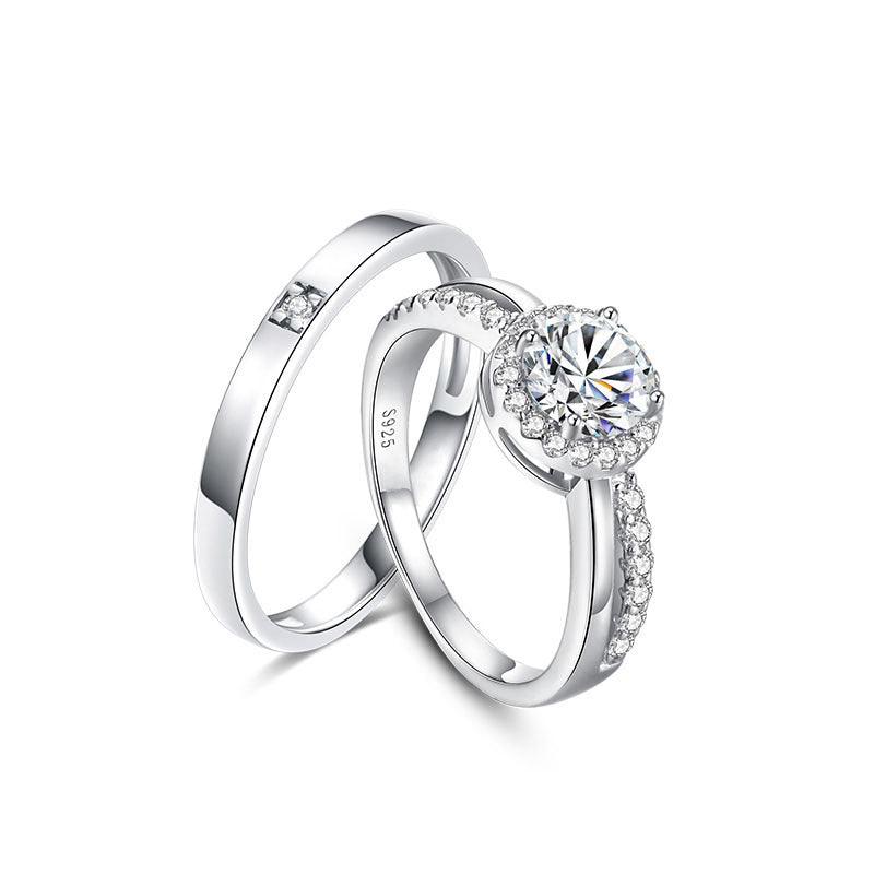 Damen Verlobungsring mit funkelndem Diamanten und eleganter Zirkonia-Besatz Shop Nory