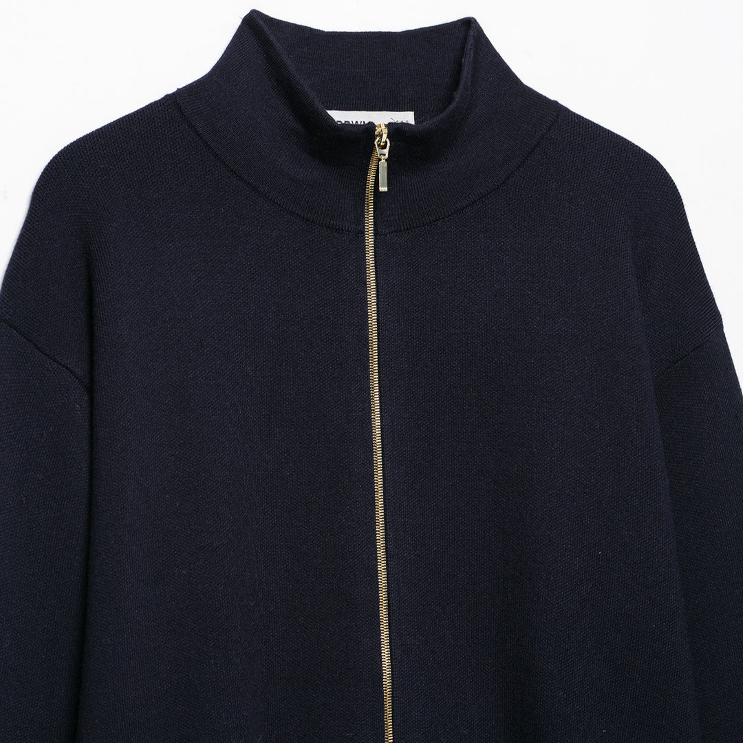 Damen Cropped Feinstrick-Cardigan mit Stehkragen, durchgehendem Reißverschluss und taillierter Ripppartie Shop Nory