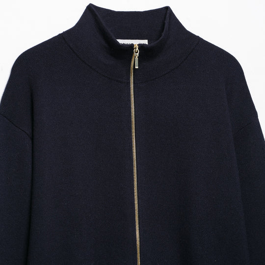 Damen Cropped Feinstrick-Cardigan mit Stehkragen, durchgehendem Reißverschluss und taillierter Ripppartie Shop Nory