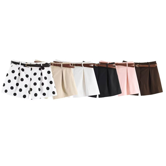 Damen High-Waist Shorts mit elegantem Faltenwurf und schmalem Gürtel