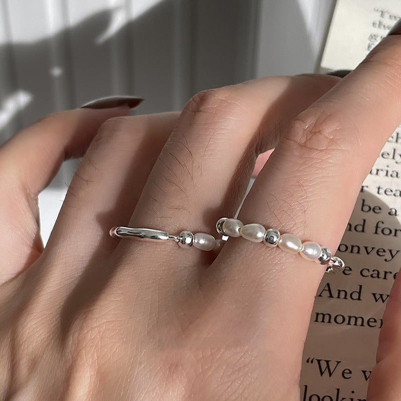 Damen eleganter Ring mit Perlen und geschwungenem Design Shop Nory