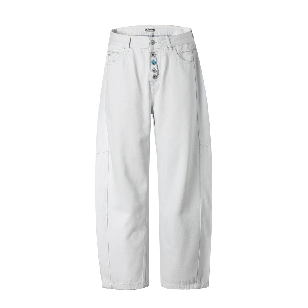 Damen Hochtaillierte Relaxed-Fit-Jeans mit sichtbarer Knopfleiste und Cargo-Seitennähten Shop Nory