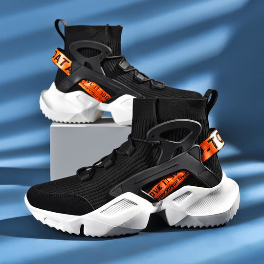 Herren Futuristische High-Top Strick-Sneaker mit Exoskelett-Fersenstütze Shopy Nory