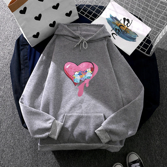 Damen nan Kapuzenpullover mit künstlerischem Aquarell‑Federmotiv, Oversize‑Schnitt und Kängurutasche Shop Nory