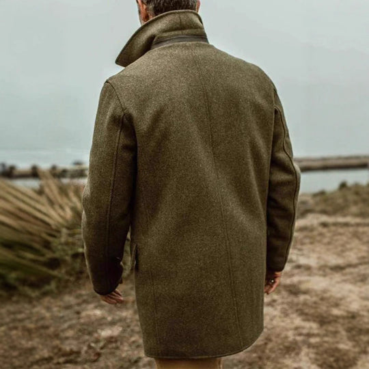 Herren Doppelreihiger Wollmantel im Peacoat-Stil mit breitem Revers Shop Nory