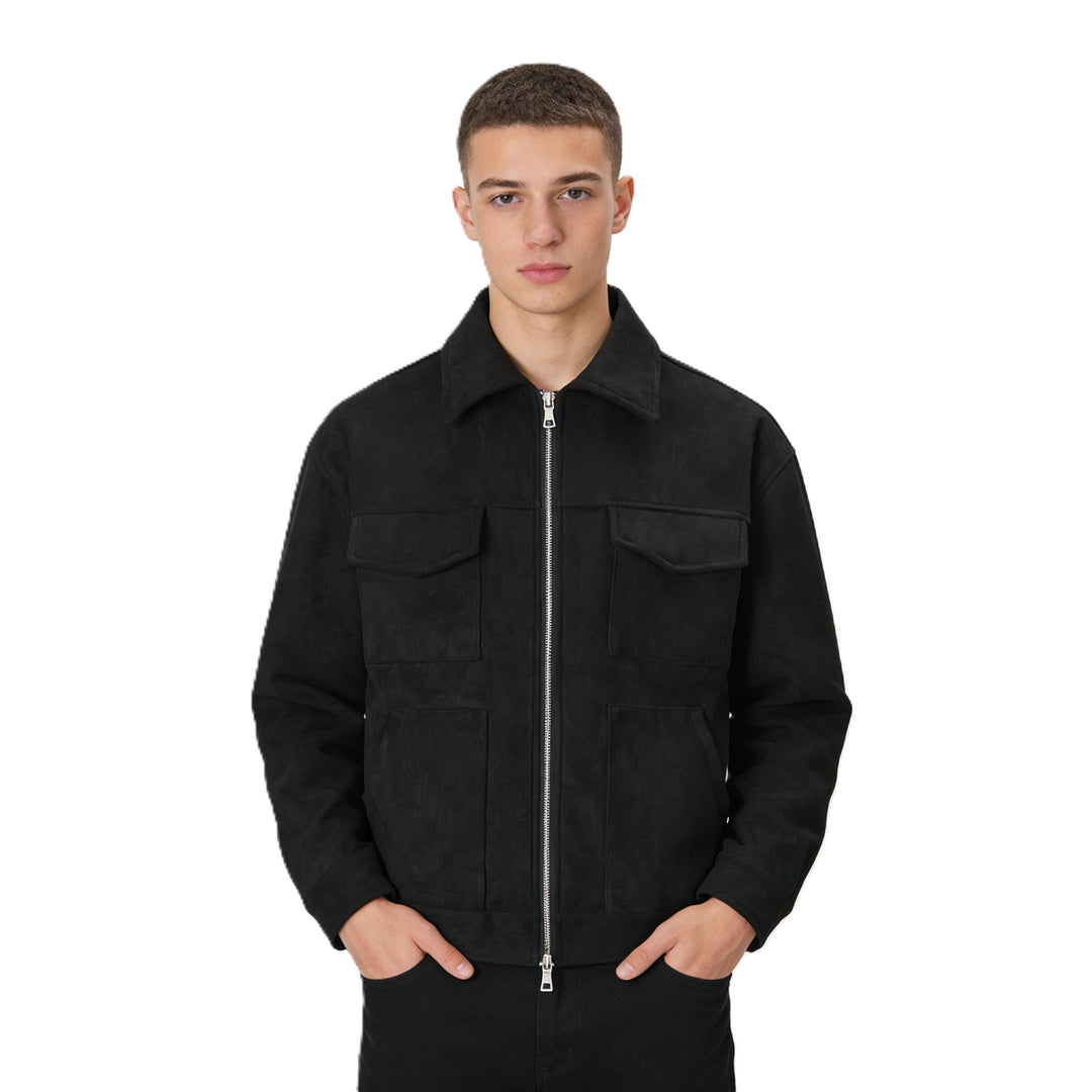 Herren Veloursleder-Overshirt mit vier Pattentaschen und Zwei-Wege-Reißverschluss Shop Nory