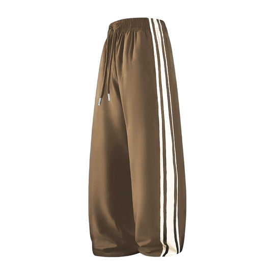 Damen Weite Trackpants mit Tunnelzugbund und seitlichen Kontraststreifen Shop Nory
