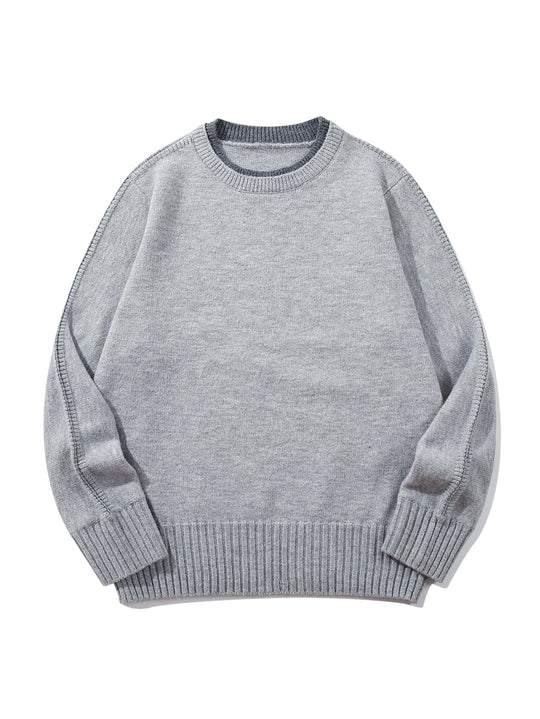 Unisex Feinstrick Rundhalspullover mit breitem Rippenbund und überschnittener Schulter Shop Nory