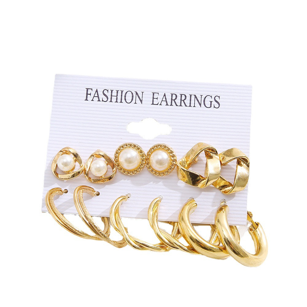 Damen Ohrstecker-Set mit eleganten Perlen- und geometrischen Designs Shop Nory