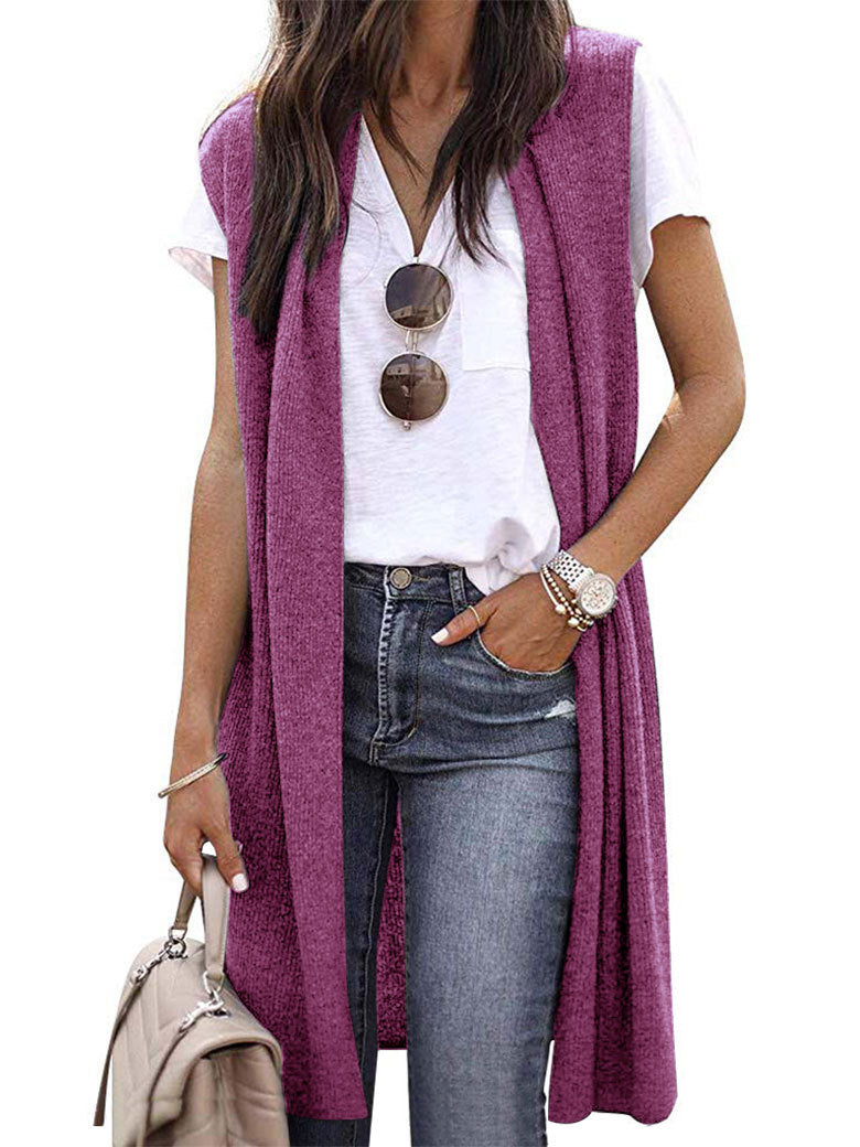 Damen Elegante Langstrickweste im lässigen Stil Shopnory
