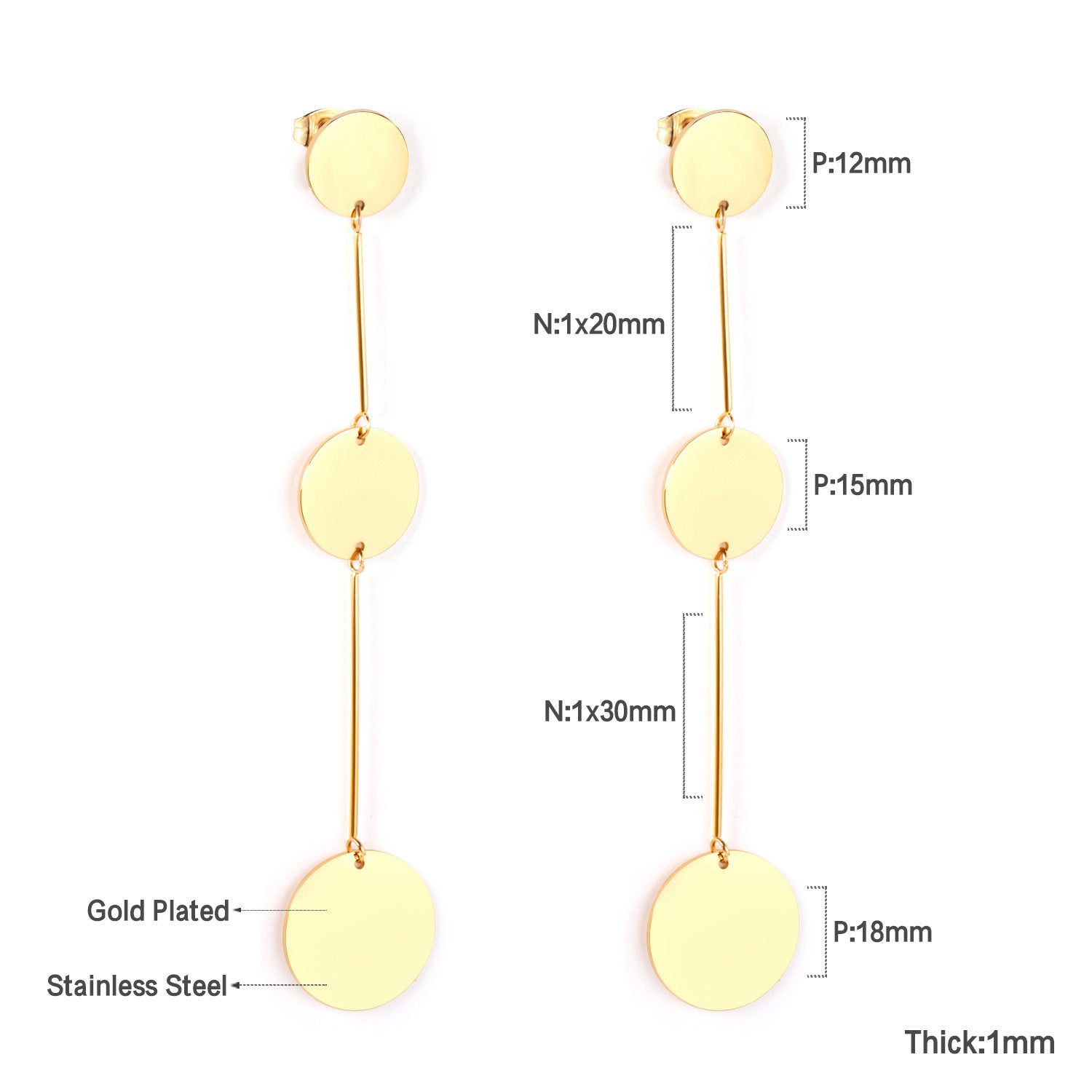 Damen Hängende Ohrstecker mit modernem Ketten-Design und vielseitigem Goldfinish Shop Nory