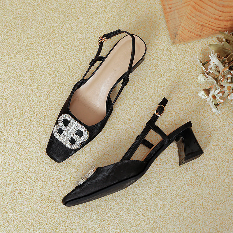 Damen Slingback-Pumps mit funkelndem Schmuck Shopnory