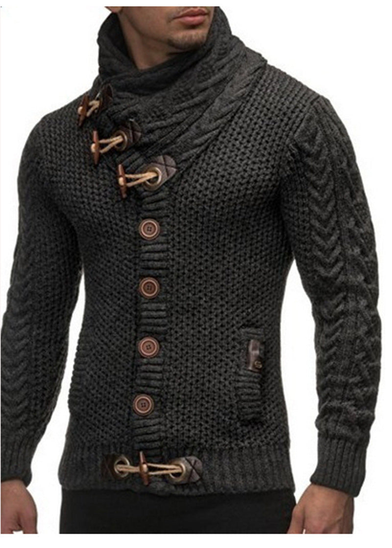 Herren nan grobgestrickter Cardigan mit Schalkragen, Knebelverschlüssen und Zopfmusterärmeln Shop Nory