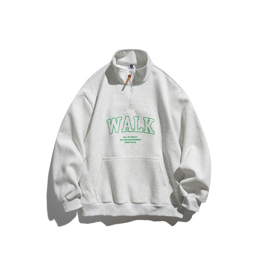 Unisex Oversize-Fleece-Halbzip-Sweatshirt mit Stehkragen und Kängurutasche Shop Nory