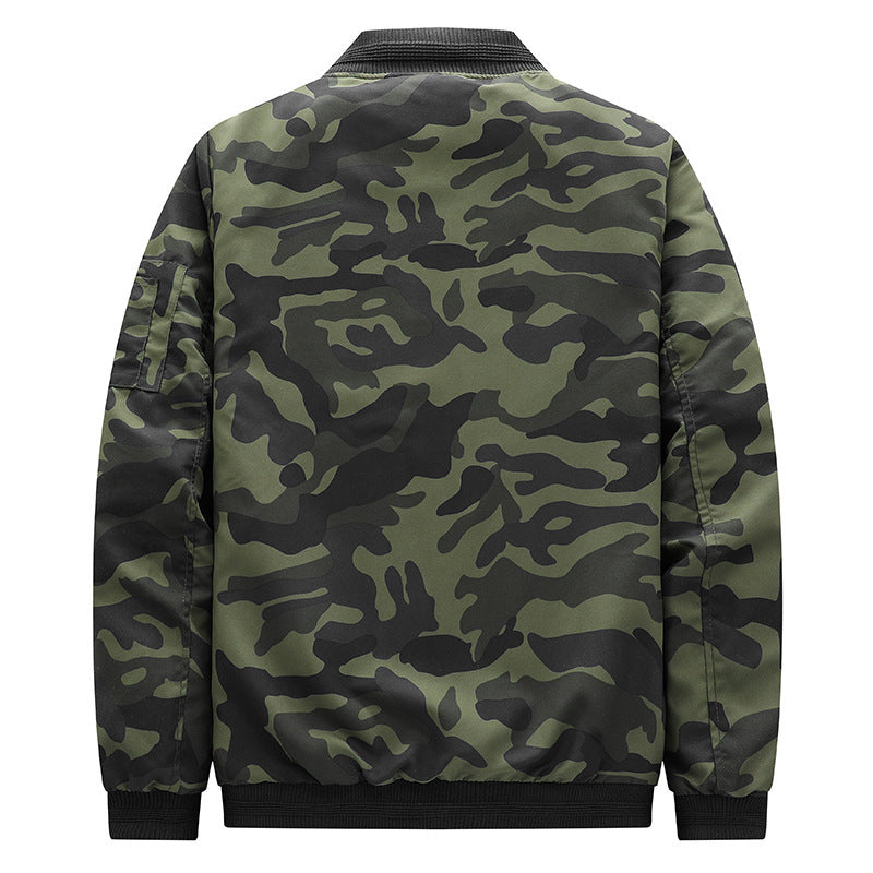 Herren Camouflage-Bomberjacke im Military‑Look mit Reißverschluss und Ärmel‑Utilitytasche Shop Nory