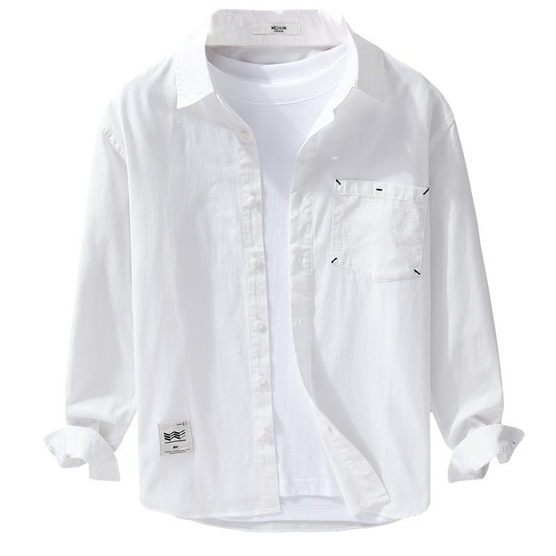 Herren Offenes Baumwoll-Overshirt im Layering-Look mit aufgesetzter Brusttasche Shop Nory