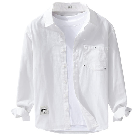 Herren Offenes Baumwoll-Overshirt im Layering-Look mit aufgesetzter Brusttasche Shop Nory