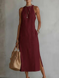 Damen Elegantes Sommer-Maxi-Kleid mit Spitzenapplikation und seitlichem Schlitz