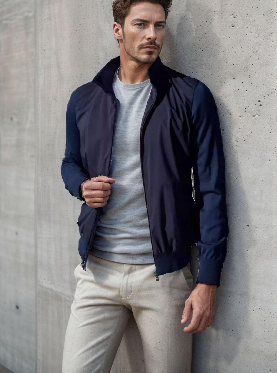 Herren stylische Freizeitjacke mit hohem Kragen und praktischen Taschen