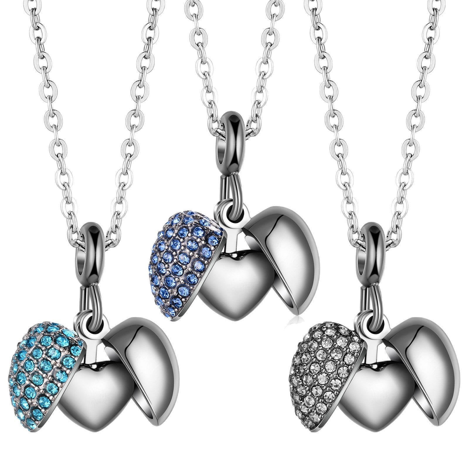 Damen Anhänger mit herzförmigem Medaillons-Design und glitzernden Kristallen Shop Nory