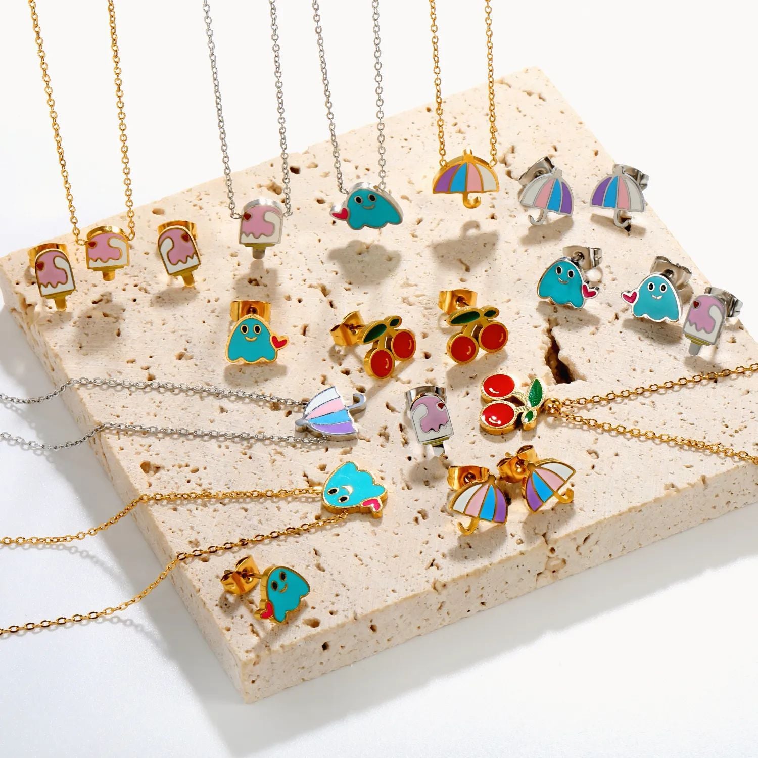 Damen Schmuckset mit Eiscreme-Anhängern Shop Nory