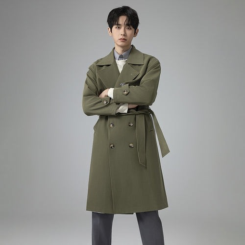 Herren Oversized Doppelreihiger Wollmix-Trenchcoat mit Schalkragen und Überschlagblende Shop Nory
