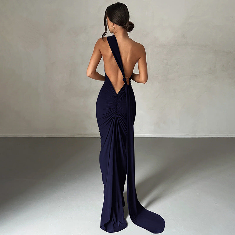Damen Elegantes One-Shoulder Abendkleid Shopnory