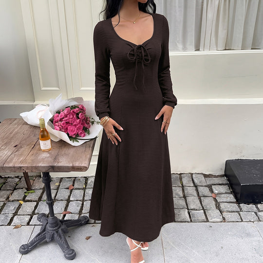 Damen Modisches Maxikleid mit gerafftem Ausschnitt Shop Nory