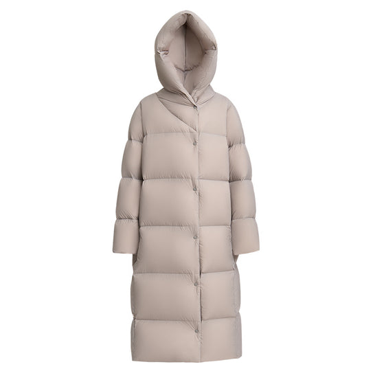 Damen Lange gesteppte Daunenparka mit Kapuze und Thermoisolierung Shop Nory