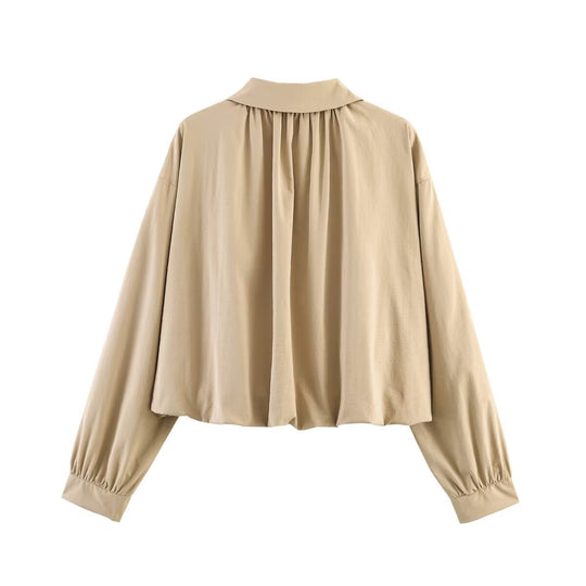 Damen Cropped Bomberjacke aus leichtem Funktionsstoff mit überschnittenen Ärmeln und Reißverschluss Shop Nory