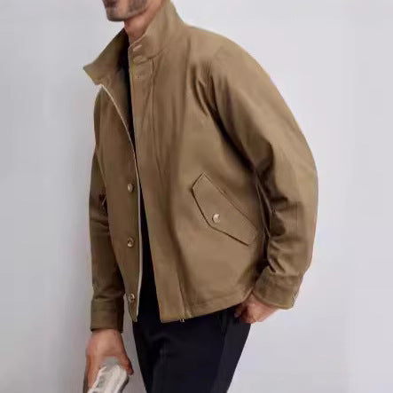 Herren Kurzblouson im Military-Style aus technischem Baumwollmischgewebe mit Stehkragen und verdeckter Reißverschlussblende Shop Nory