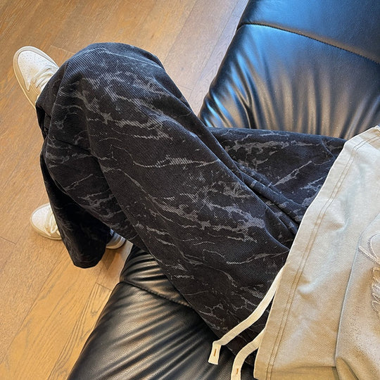 Herren Weit geschnittene Loungehose mit Marmorprint aus strukturiertem Jersey Shop Nory