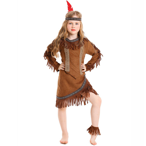 Mädchen Indianerin Kostüm mit Fransen und verzierten Details Shop Nory