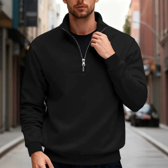 Herren nan feiner Troyer mit kurzem Reißverschluss, geripptem Saum und Merino-Mix Shop Nory