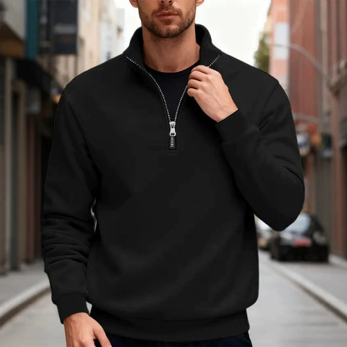 Herren nan feiner Troyer mit kurzem Reißverschluss, geripptem Saum und Merino-Mix Shop Nory