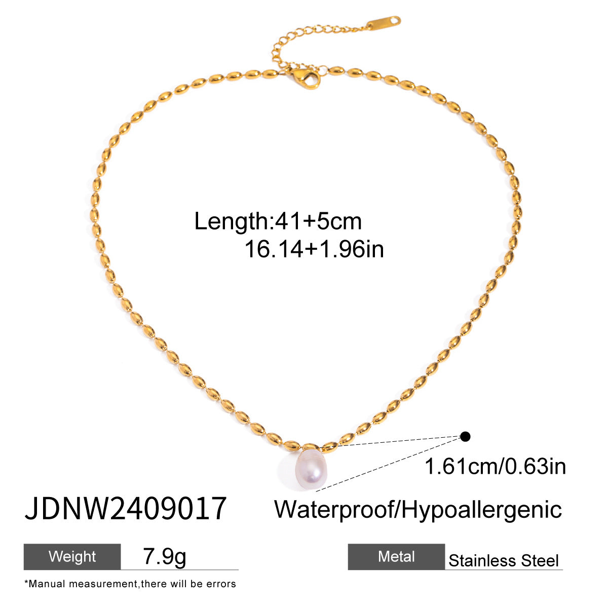 Damen Halskette mit elegantem Perlenanhänger und hypoallergenem Design Shop Nory