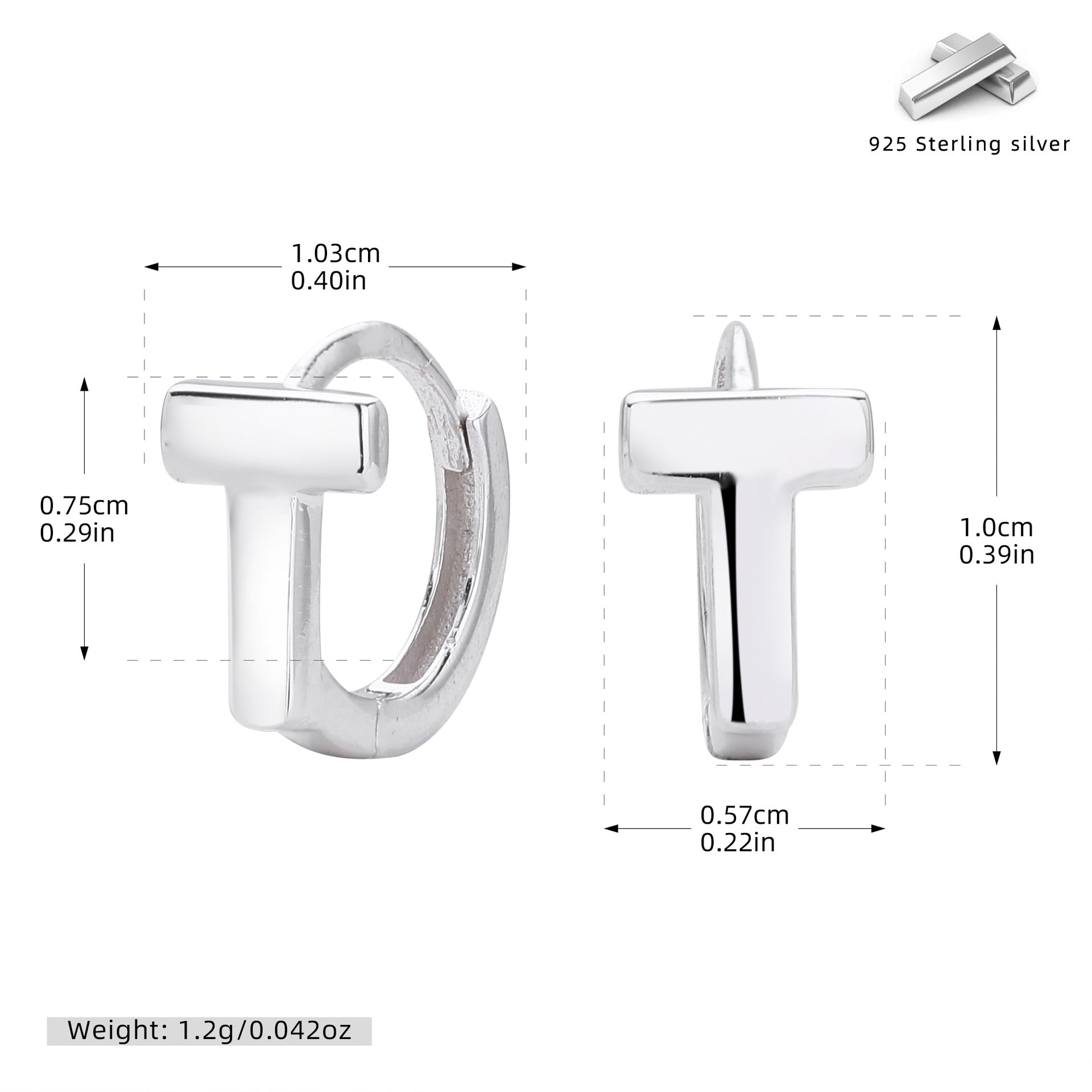 Damen Ohrhänger im modernen T-Design aus hochwertigem 925 Sterling Silber Shop Nory