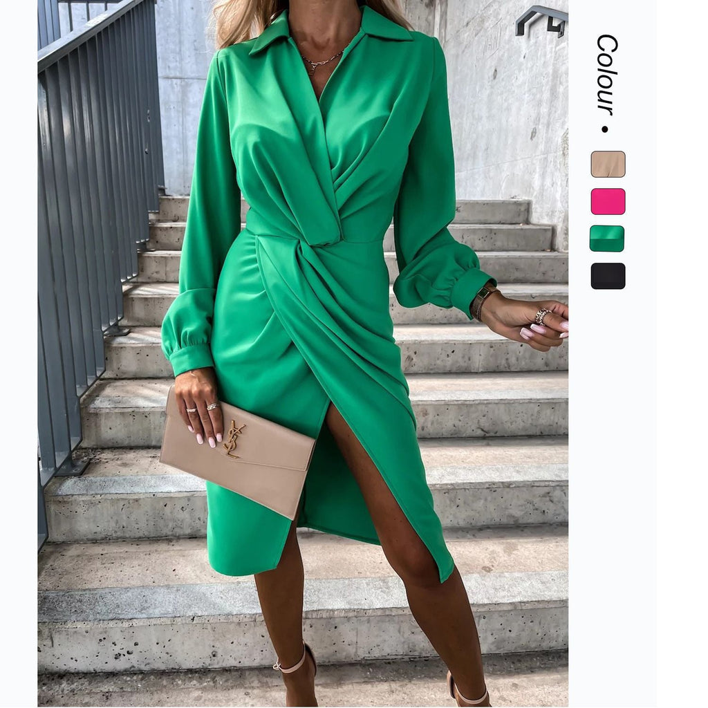 Damen Wickelkleid mit elegantem Bindegürtel und schickem V-Ausschnitt
