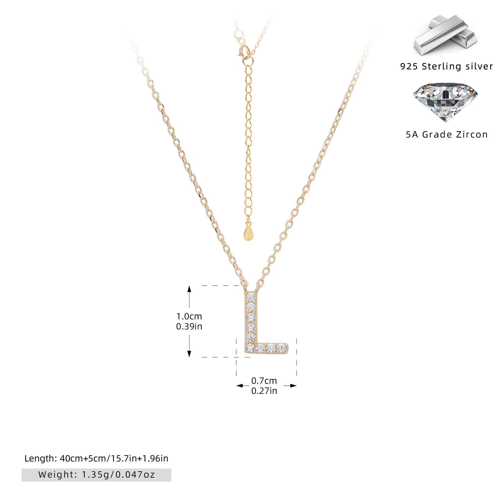 Damen Halskette mit Z-Anhänger und funkelnden Zirkonia Shop Nory