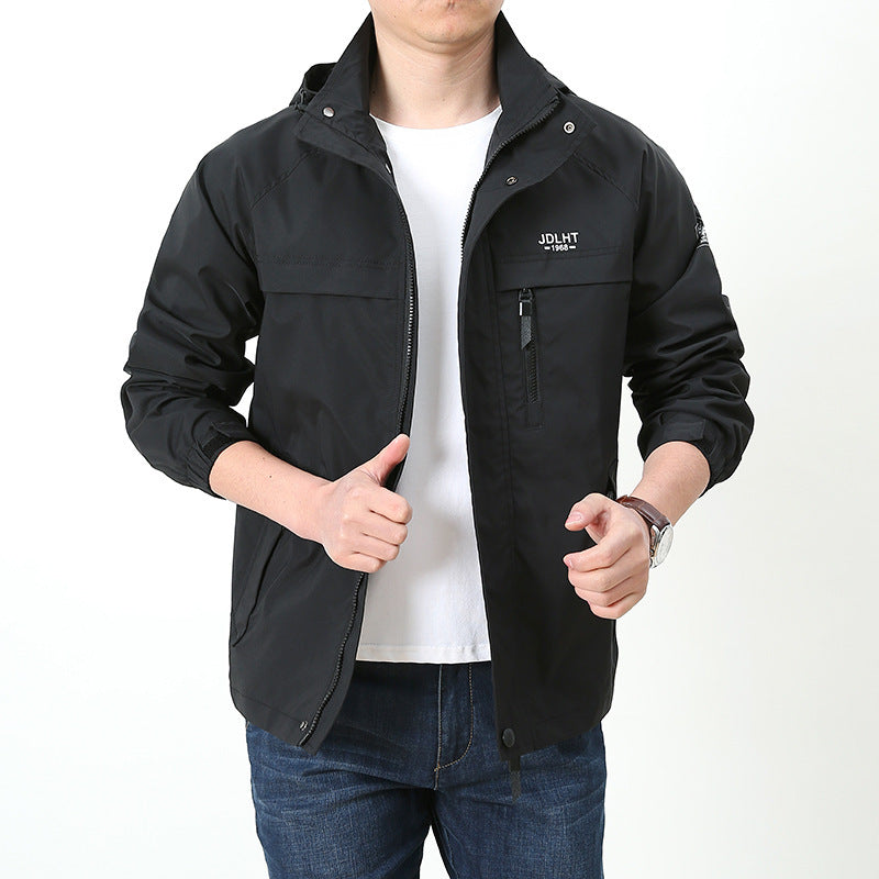 Herren Atmungsaktive Übergangs-Softshelljacke im Field‑Stil mit verdeckter Kapuze und Reißverschluss‑Brusttasche Shop Nory