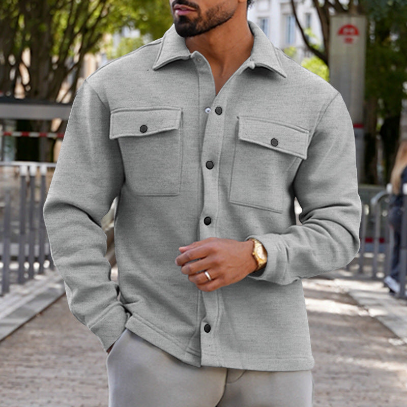 Herren lässige Hemdjacke mit praktischen Brusttaschen und strukturiertem Design