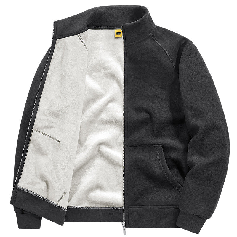 Herren Isolierte Plüschfutter-Sweatjacke mit Stehkragen und verdeckten Innentaschen Shop Nory