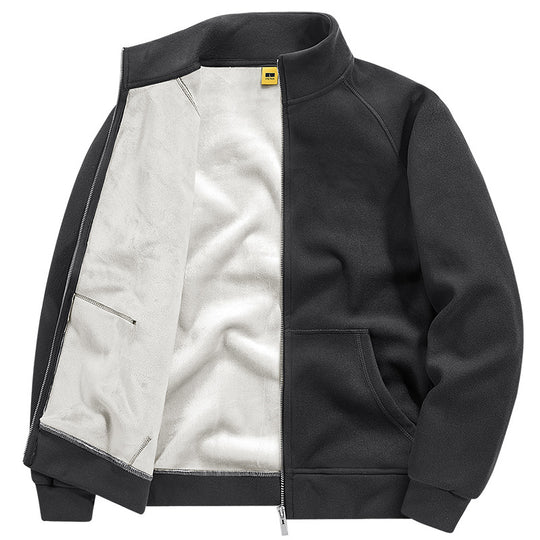 Herren Isolierte Plüschfutter-Sweatjacke mit Stehkragen und verdeckten Innentaschen Shop Nory