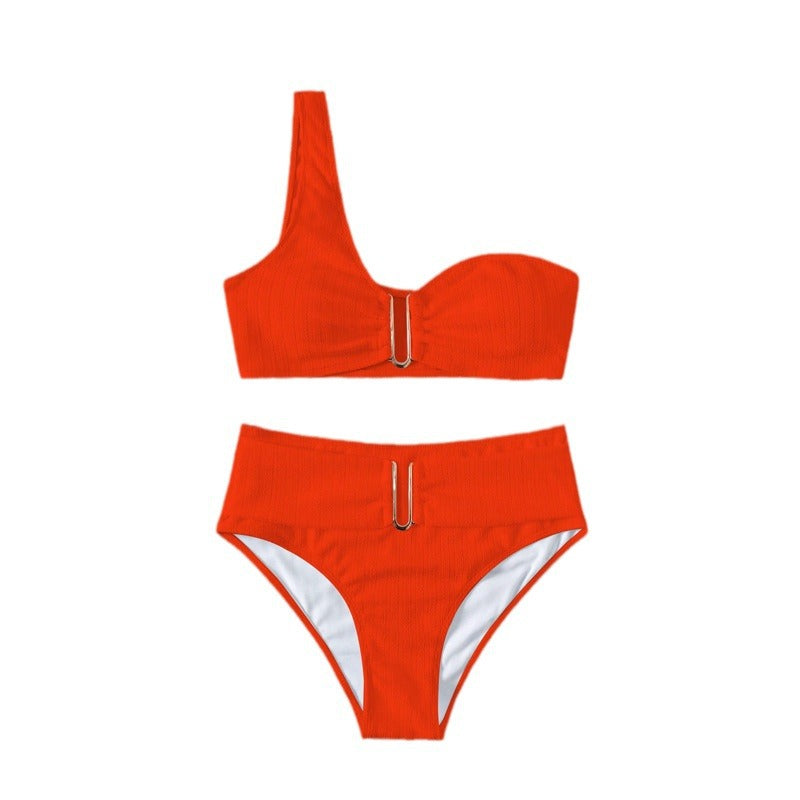 Damen High-Waist Bikini mit geschmackvollem Goldakzent