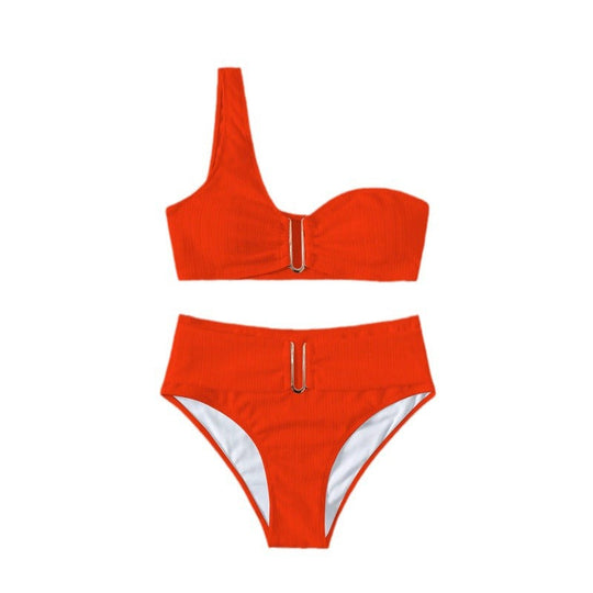 Damen High-Waist Bikini mit geschmackvollem Goldakzent