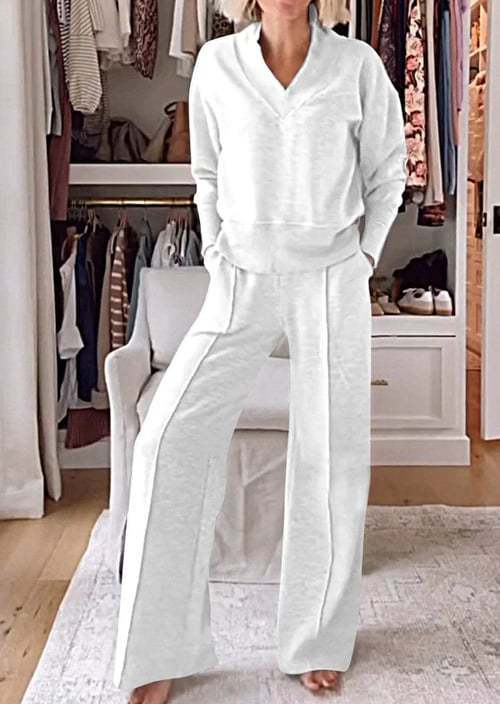 Damen Angesagtes Freizeit-Set mit weitem Schnitt und tiefem V-Ausschnitt