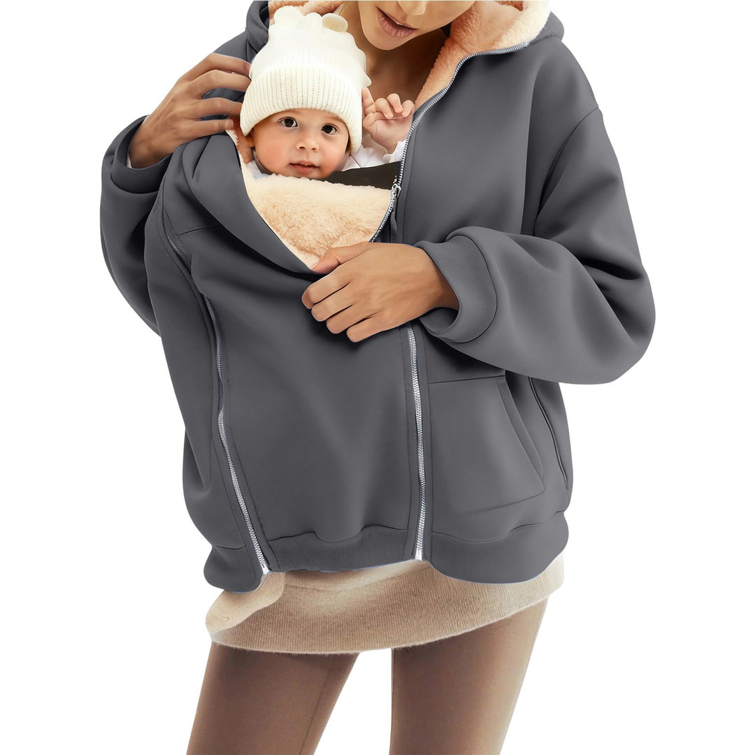 Damen nan Babytrage-Hoodie mit Teddyfutter und Zweiwege-Reißverschluss Shop Nory