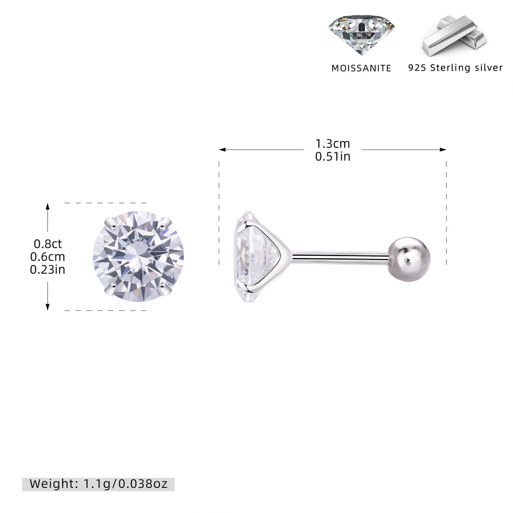 Damen Piercing mit funkelndem Moissanit und hochwertigem 925 Sterling Silber Shop Nory