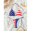 Damen Triangel-Bikini mit verstellbaren Schleifen und patriotischem Design