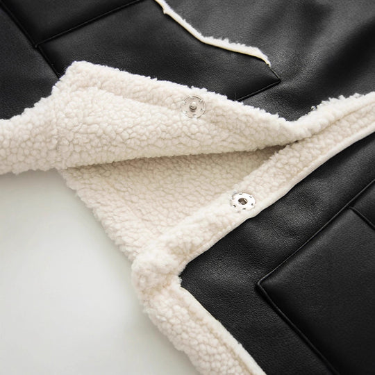 Damen Ärmellose Lammfell‑Optik Weste mit Reverskragen und aufgesetzten Taschen Shop Nory